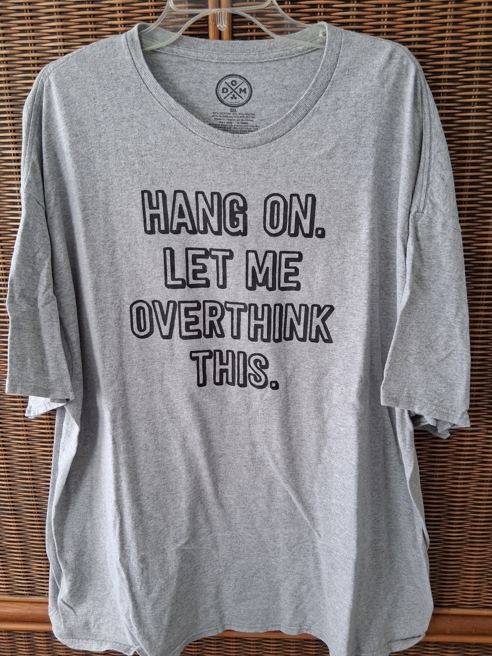 Gray Graphic Short‑Sleeve Men's Tee — Hang On. Let Me Overthink This.